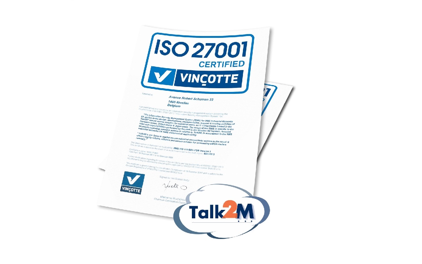 HMS ha recibido la certificación ISO27001 para eWON® Talk2M
